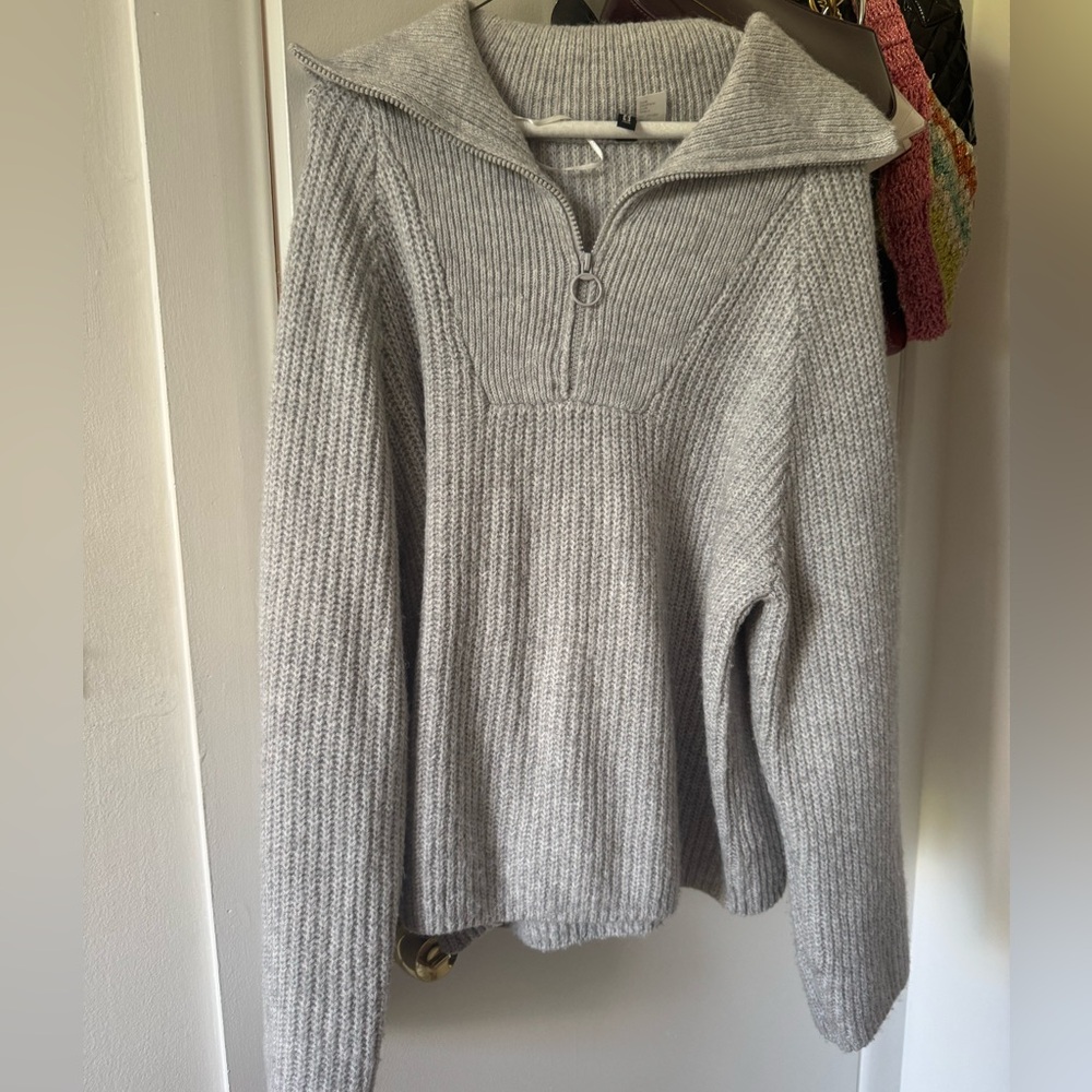Divided Gray Ribbed Sweater